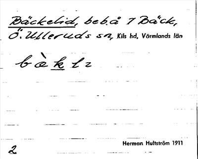 Bild på arkivkortet för arkivposten Bäckelid