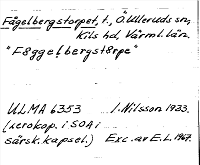 Bild på arkivkortet för arkivposten Fågelbergstorpet