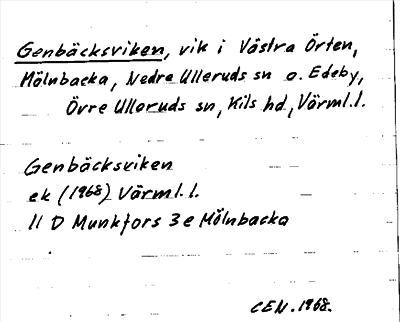Bild på arkivkortet för arkivposten Genbäcksviken