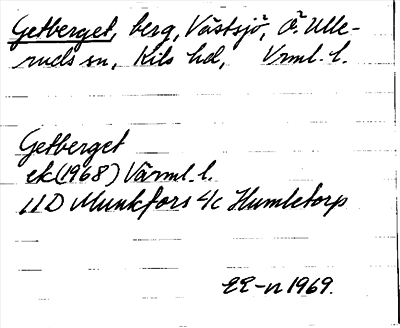 Bild på arkivkortet för arkivposten Getberget