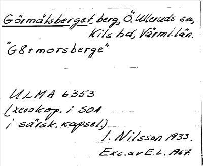 Bild på arkivkortet för arkivposten Görmålsberget