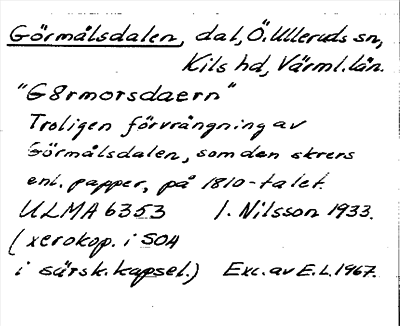 Bild på arkivkortet för arkivposten Görmålsdalen