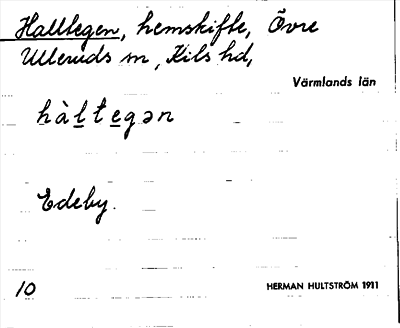 Bild på arkivkortet för arkivposten Halltegen