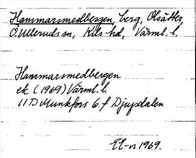Bild på arkivkortet för arkivposten Hammarsmedbergen