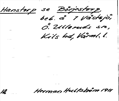 Bild på arkivkortet för arkivposten Hanstorp, se Börjestorp