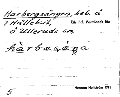 Bild på arkivkortet för arkivposten Harbergsängen