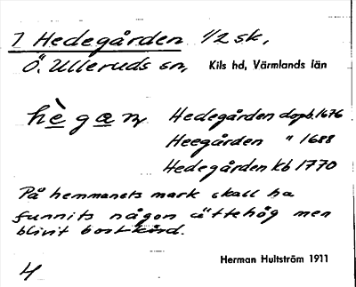 Bild på arkivkortet för arkivposten Hedegården