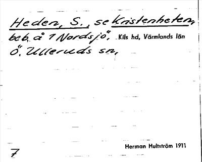 Bild på arkivkortet för arkivposten Heden, S., se Kristenheten