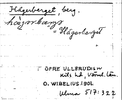 Bild på arkivkortet för arkivposten Hägerberget