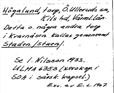 Bild på arkivkortet för arkivposten Högalund