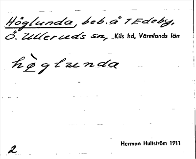 Bild på arkivkortet för arkivposten Höglunda