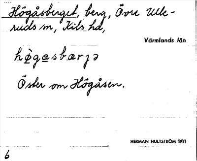 Bild på arkivkortet för arkivposten Högåsberget