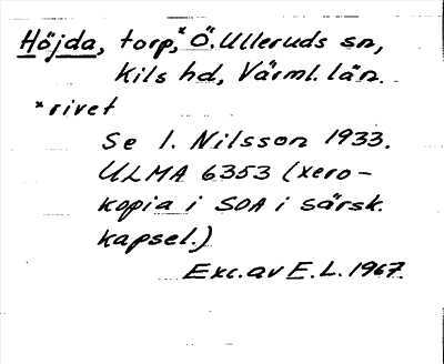 Bild på arkivkortet för arkivposten Höjda