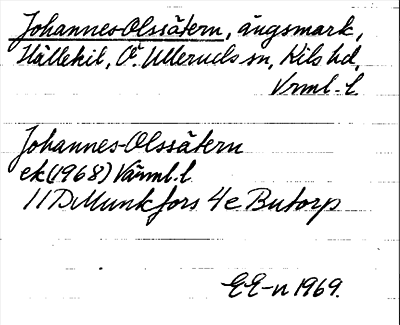 Bild på arkivkortet för arkivposten Johannes-Olssätern