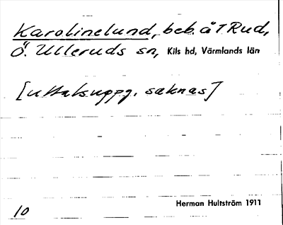 Bild på arkivkortet för arkivposten Karolinelund