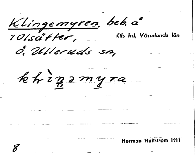 Bild på arkivkortet för arkivposten Klingemyren