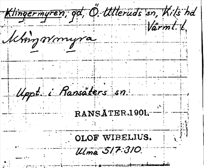 Bild på arkivkortet för arkivposten Klingermyren