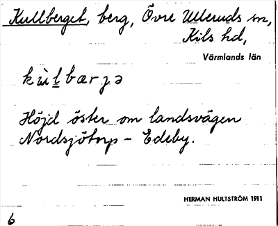 Bild på arkivkortet för arkivposten Kullberget