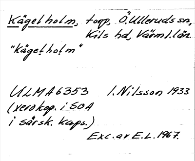 Bild på arkivkortet för arkivposten Kägelholm