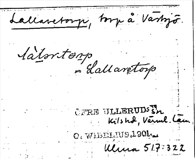 Bild på arkivkortet för arkivposten Lallaretorp