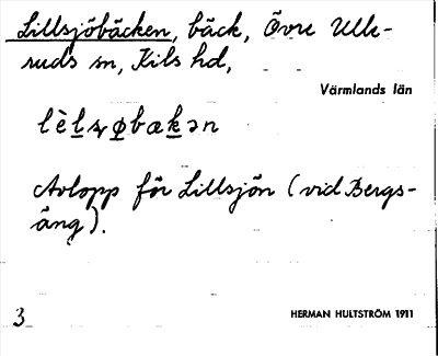 Bild på arkivkortet för arkivposten Lillsjöbäcken
