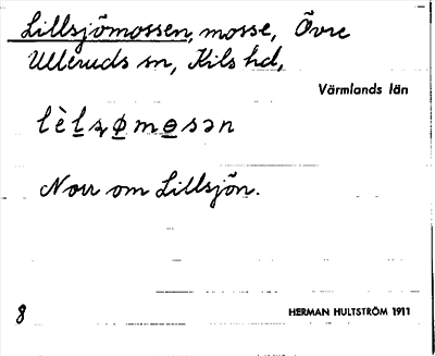 Bild på arkivkortet för arkivposten Lillsjömossen