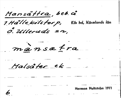 Bild på arkivkortet för arkivposten Mansättra