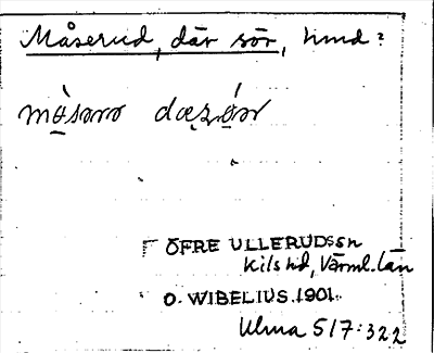 Bild på arkivkortet för arkivposten Måserud, där sör