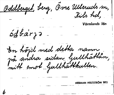 Bild på arkivkortet för arkivposten Oddberget