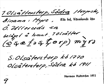 Bild på arkivkortet för arkivposten Olsätterstorp, Södra