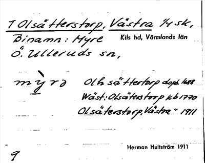 Bild på arkivkortet för arkivposten Olsätterstorp, Västra