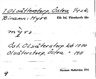 Bild på arkivkortet för arkivposten Olsätterstorp, Östra
