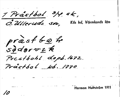 Bild på arkivkortet för arkivposten Prästbol