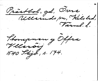 Bild på arkivkortet för arkivposten Prästbol