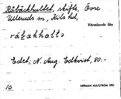Bild på arkivkortet för arkivposten Råbäckhultet