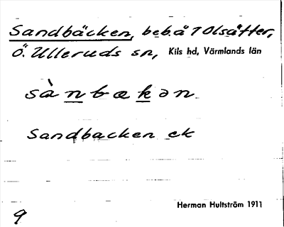 Bild på arkivkortet för arkivposten Sandbäcken
