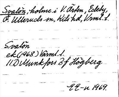 Bild på arkivkortet för arkivposten Svalön