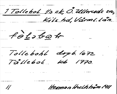 Bild på arkivkortet för arkivposten Tollebol