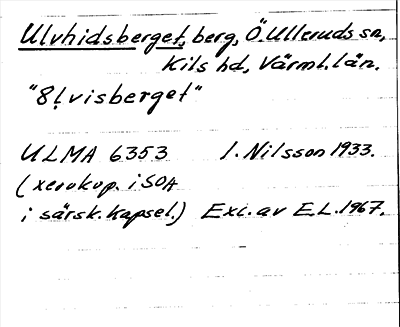 Bild på arkivkortet för arkivposten Ulfhidsberget
