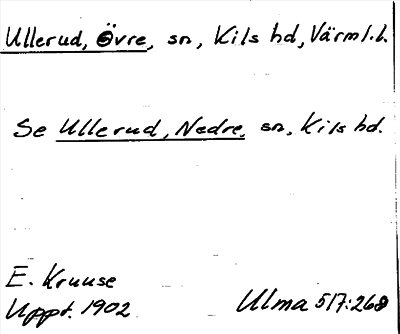 Bild på arkivkortet för arkivposten Ullerud, Övre, se Ullerud, Nedre