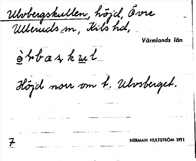 Bild på arkivkortet för arkivposten Ulvbergskullen