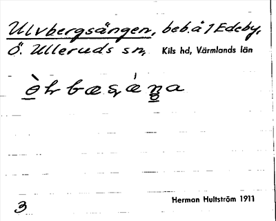 Bild på arkivkortet för arkivposten Ulvbergsängen