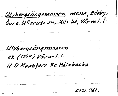 Bild på arkivkortet för arkivposten Ulvbergsängsmossen