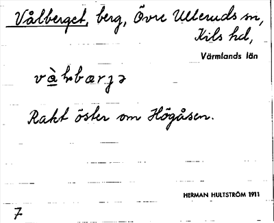 Bild på arkivkortet för arkivposten Vålberget