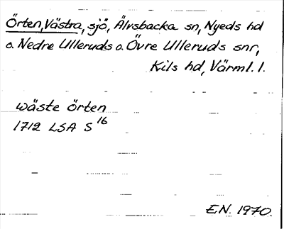 Bild på arkivkortet för arkivposten Örten, Västra