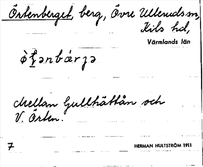 Bild på arkivkortet för arkivposten Örtenberget