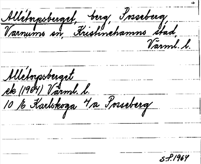 Bild på arkivkortet för arkivposten Allétorpsberget