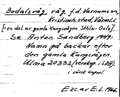 Bild på arkivkortet för arkivposten Bodalsväg