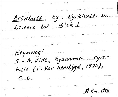 Bild på arkivkortet för arkivposten Brödhult