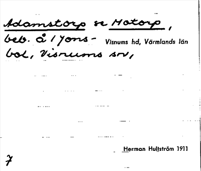 Bild på arkivkortet för arkivposten Adamstorp, se Motorp